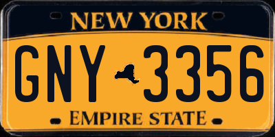 NY license plate GNY3356