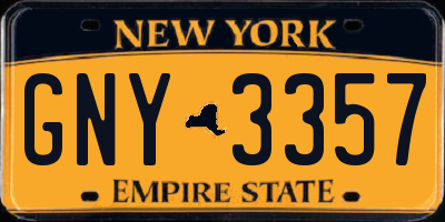 NY license plate GNY3357