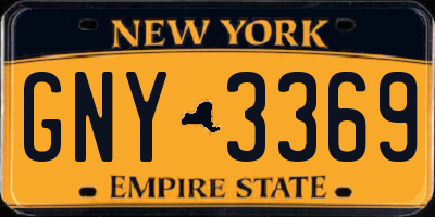 NY license plate GNY3369