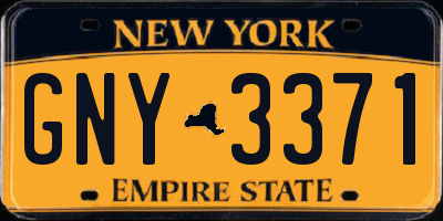 NY license plate GNY3371