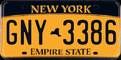 NY license plate GNY3386
