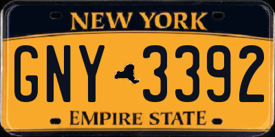 NY license plate GNY3392