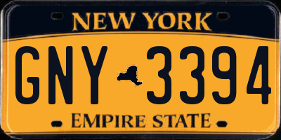 NY license plate GNY3394
