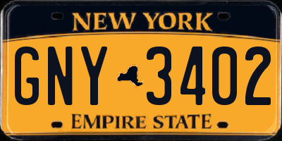 NY license plate GNY3402