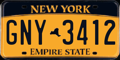 NY license plate GNY3412