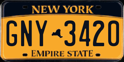 NY license plate GNY3420