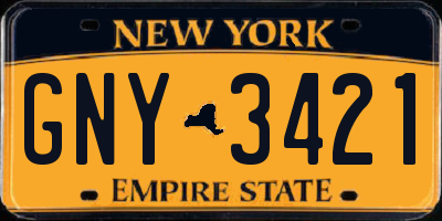 NY license plate GNY3421