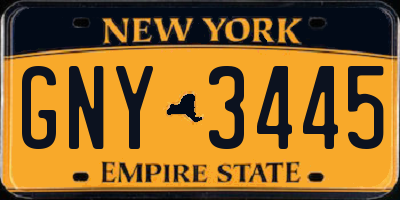 NY license plate GNY3445