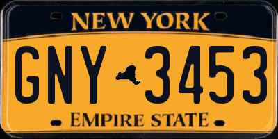 NY license plate GNY3453
