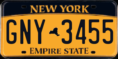 NY license plate GNY3455