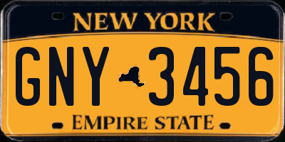 NY license plate GNY3456