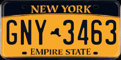 NY license plate GNY3463