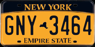NY license plate GNY3464