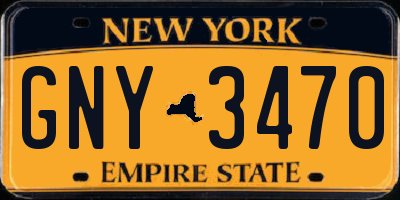 NY license plate GNY3470