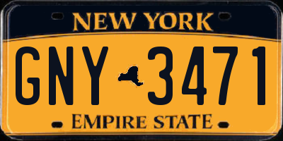 NY license plate GNY3471