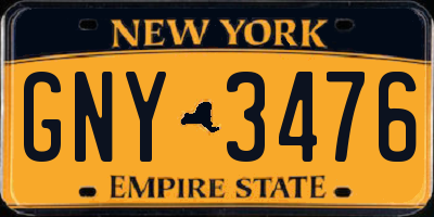 NY license plate GNY3476