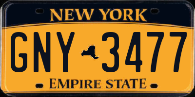NY license plate GNY3477
