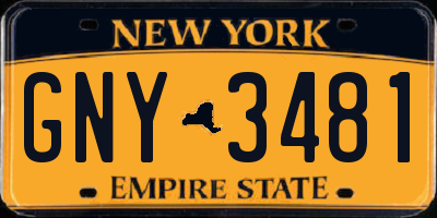 NY license plate GNY3481