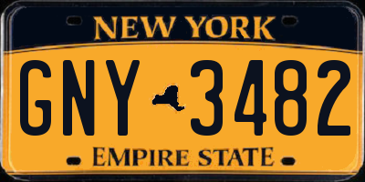 NY license plate GNY3482