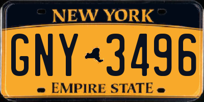 NY license plate GNY3496