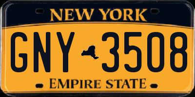 NY license plate GNY3508