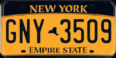 NY license plate GNY3509