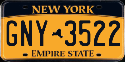 NY license plate GNY3522