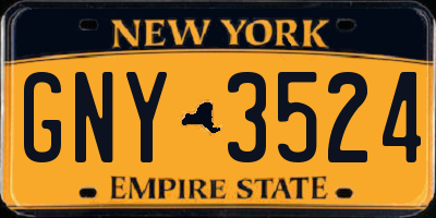 NY license plate GNY3524