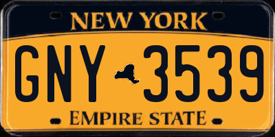 NY license plate GNY3539