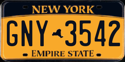 NY license plate GNY3542