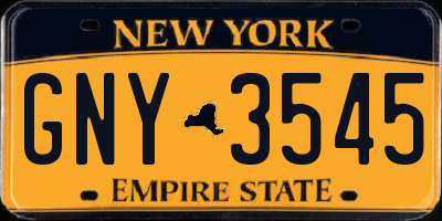 NY license plate GNY3545