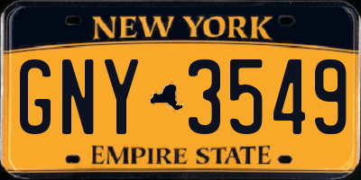 NY license plate GNY3549