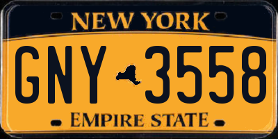 NY license plate GNY3558