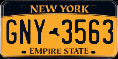 NY license plate GNY3563