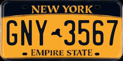 NY license plate GNY3567