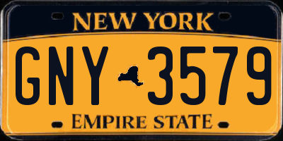 NY license plate GNY3579