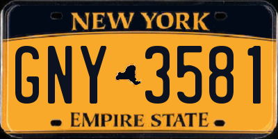 NY license plate GNY3581