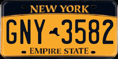 NY license plate GNY3582