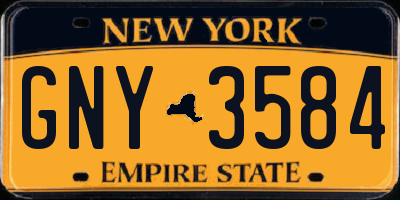 NY license plate GNY3584
