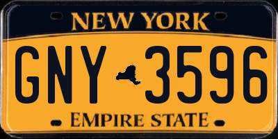 NY license plate GNY3596