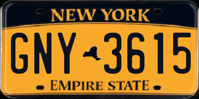 NY license plate GNY3615