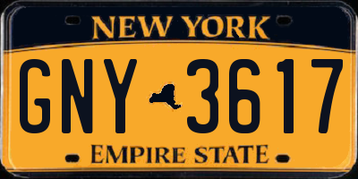 NY license plate GNY3617