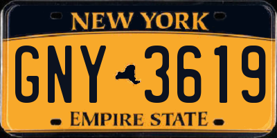 NY license plate GNY3619