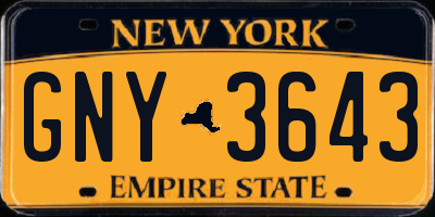 NY license plate GNY3643