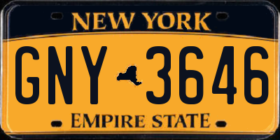 NY license plate GNY3646