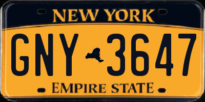 NY license plate GNY3647