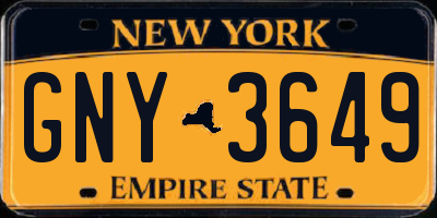 NY license plate GNY3649