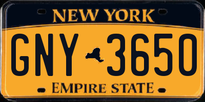 NY license plate GNY3650