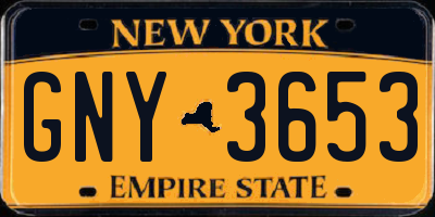 NY license plate GNY3653