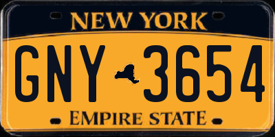 NY license plate GNY3654